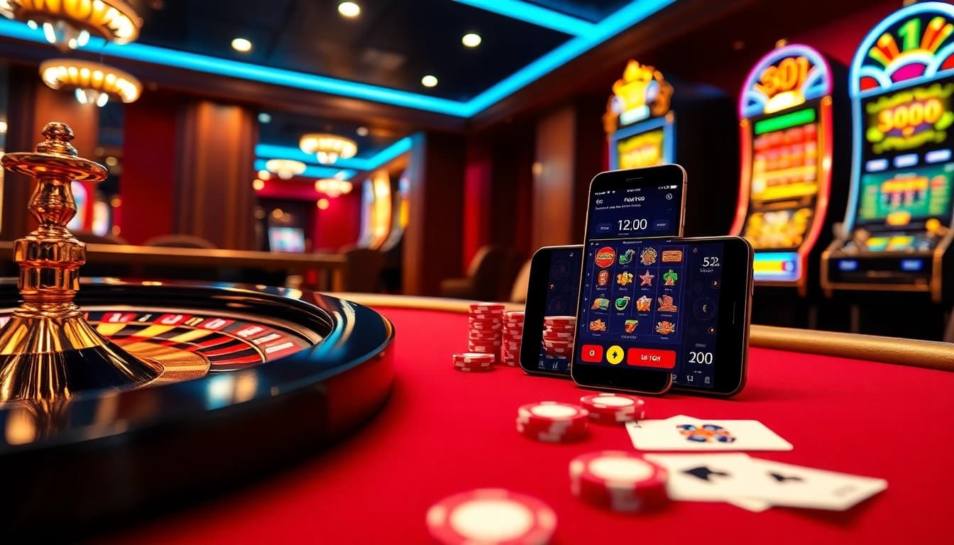 The 24kclub app displayed on a smartphone surrounded by luxurious casino elements like poker chips and roulette wheel.