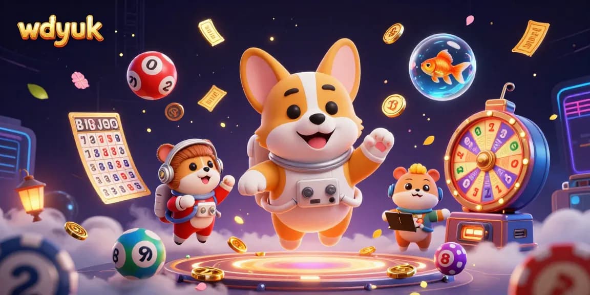 Engage with exciting wdyuk lottery elements floating in a vibrant 3D space casino