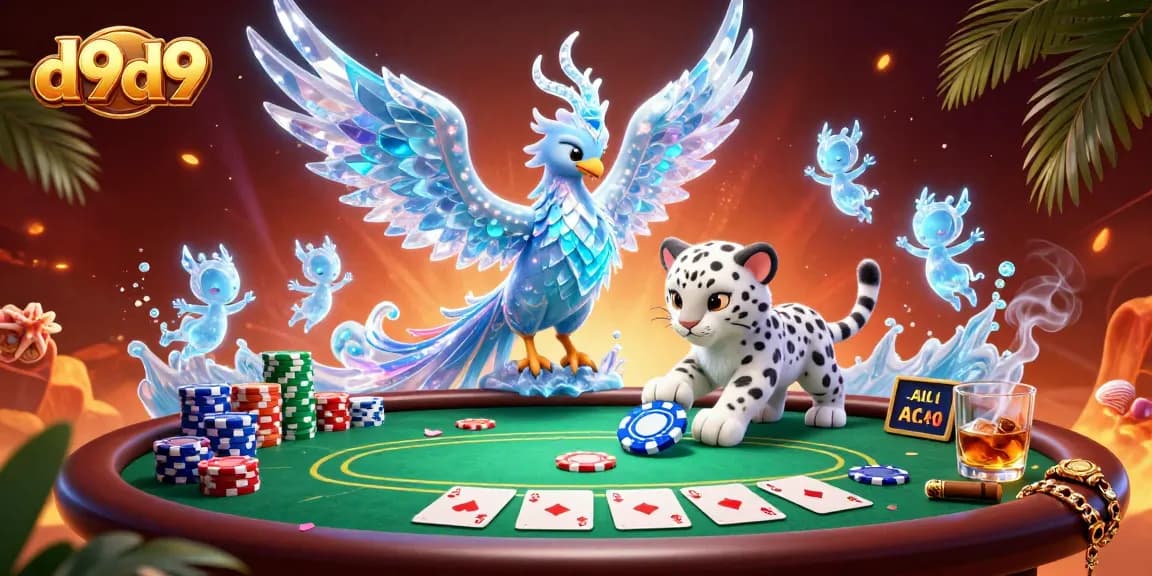 Maglaro sa d9d9 gamit ang maraming makukulay na poker chips at mahuhusay na karakter sa isang masiglang eksena.