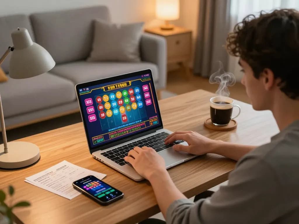 Terlibat dalam toto togel dengan grafis yang menarik di pengaturan permainan rumah yang stylish.