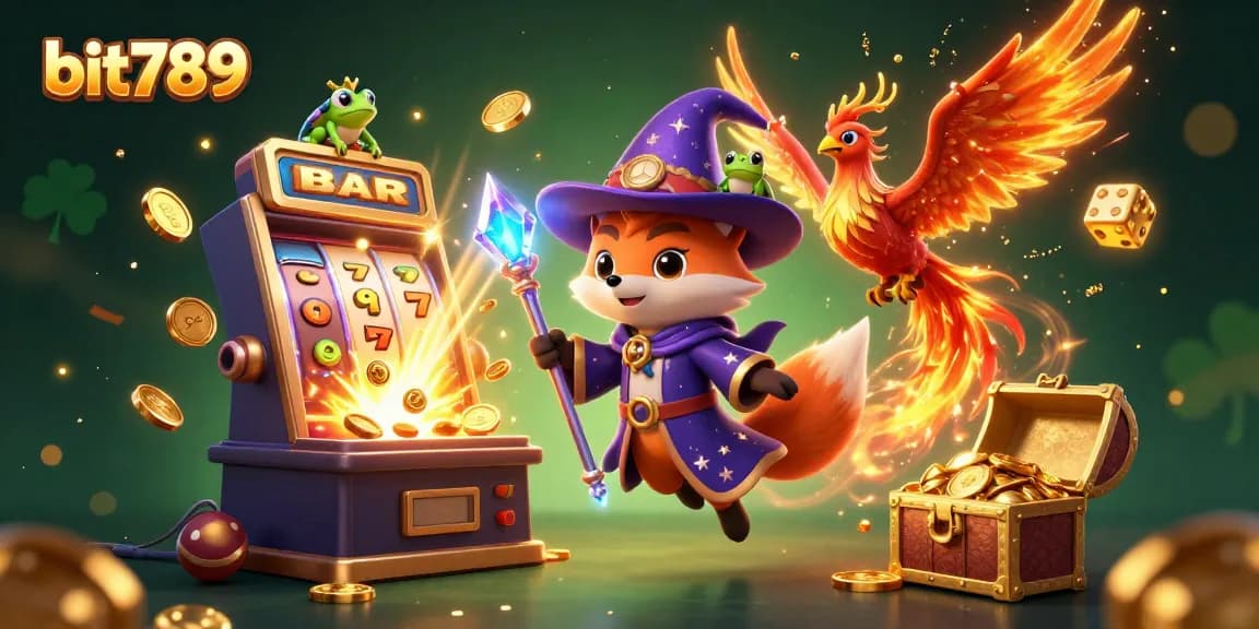 Experience the exciting world of bit789 slots with a magical wizard fox and treasures!