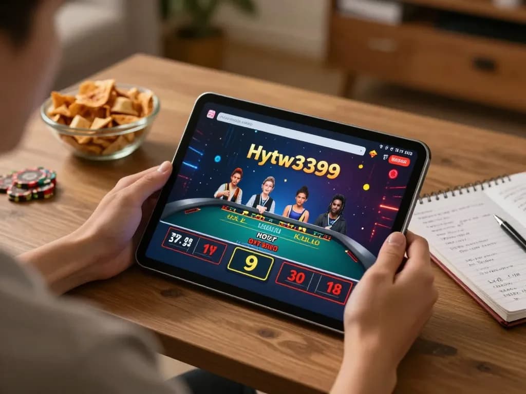 Player strategizing on hytw3339a app while enjoying cozy home gaming setup