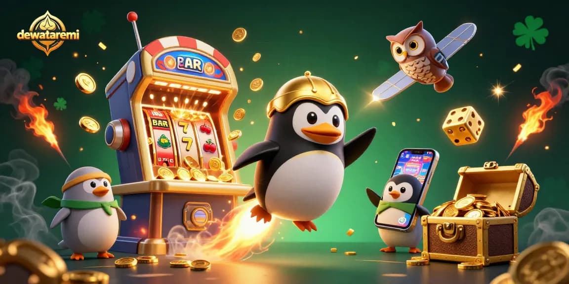 Menangkan jackpot dengan dewataremi saat bermain di mesin slot 3D yang penuh koin dan simbol keberuntungan.
