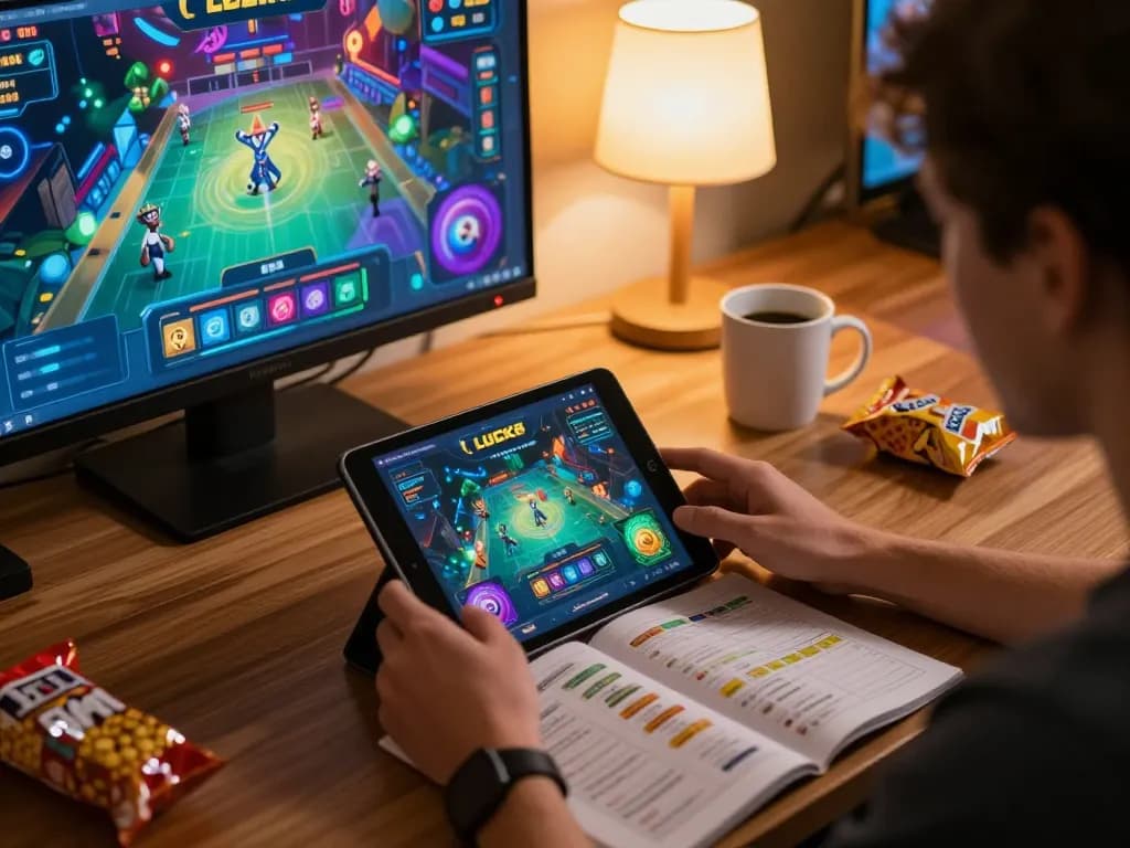Người chơi thưởng thức ứng dụng LUCK8 trên máy tính bảng với thiết lập thoải mái và ghi chú chiến lược