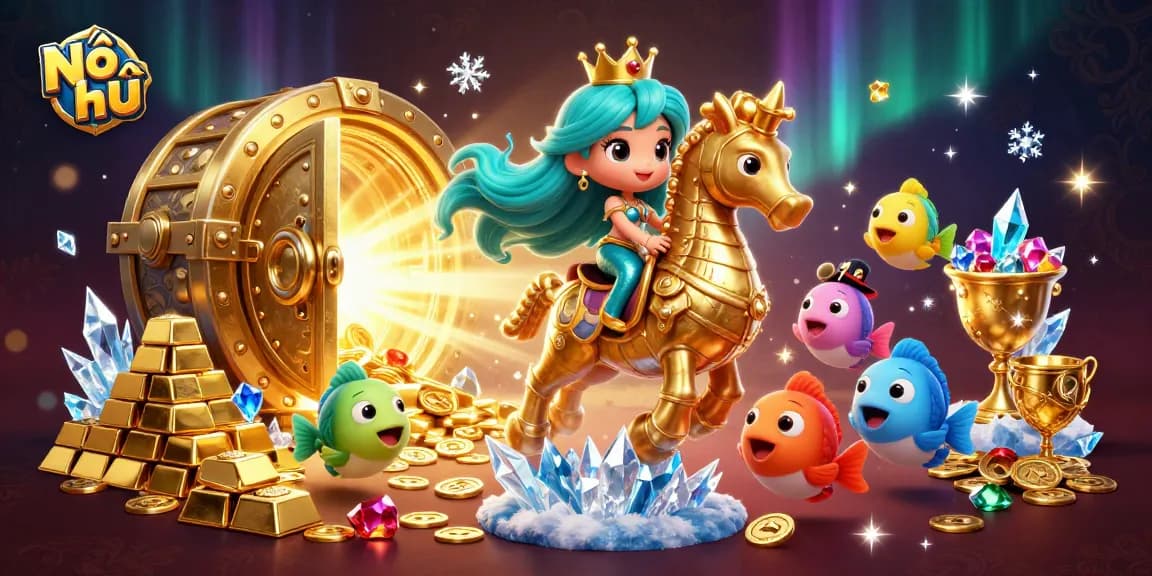 Spin to win with Nổ hũ as the vibrant mermaid princess and her seahorse adventure through treasure!
