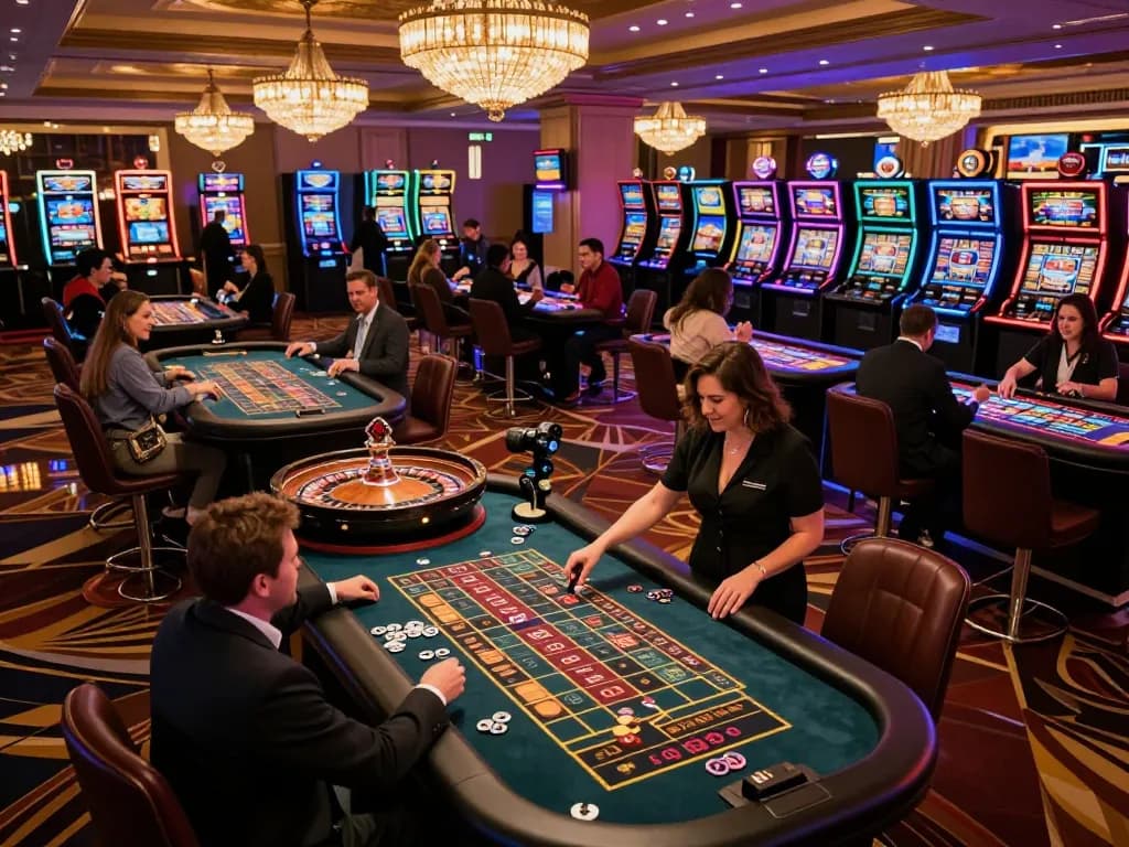 SC88 players placing bets at roulette tables in a vibrant casino atmosphere