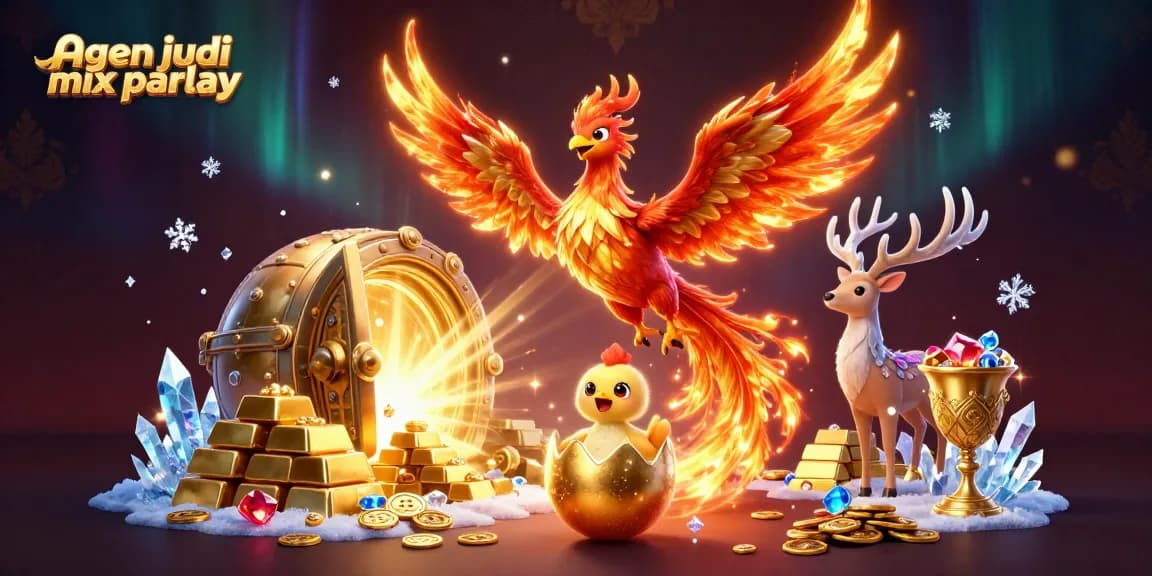 Engage with agen judi mix parlay through a dynamic 3D illustration featuring a phoenix and treasure
