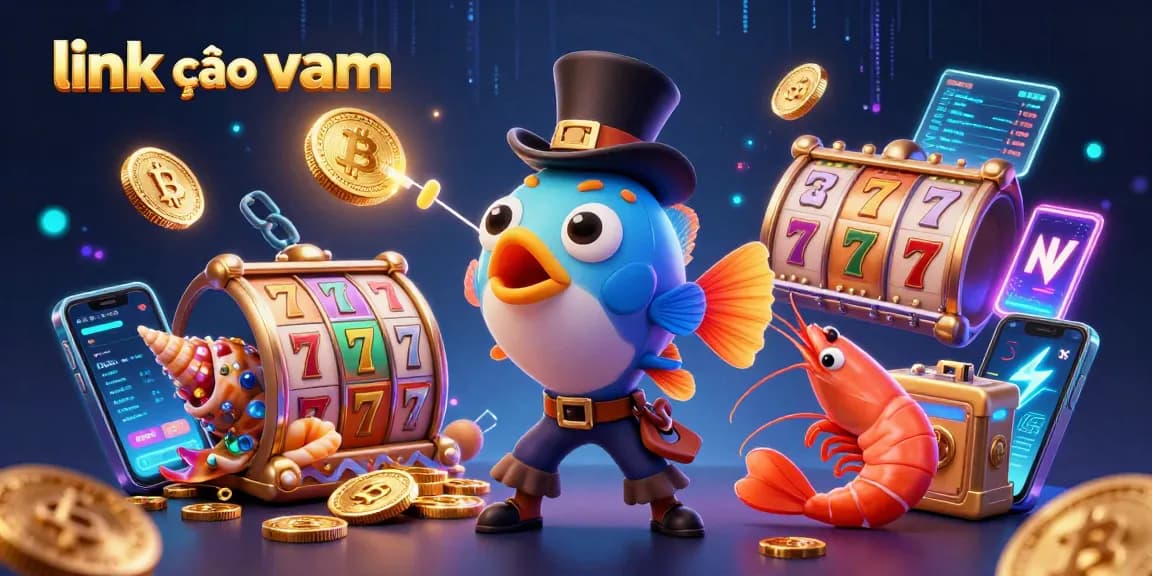 Win big at link vào vmax with this vibrant illustration featuring a lucky anglerfish and treasures abundant.