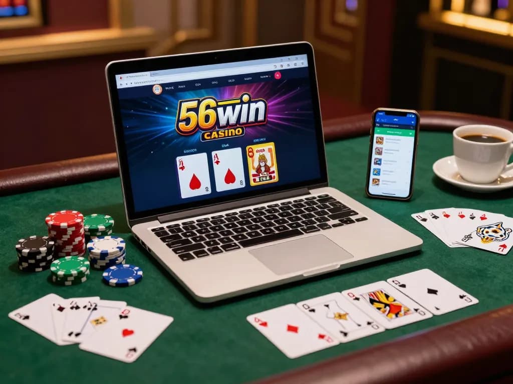 Engaging scene of 56win online gaming setup showcasing excitement and strategy