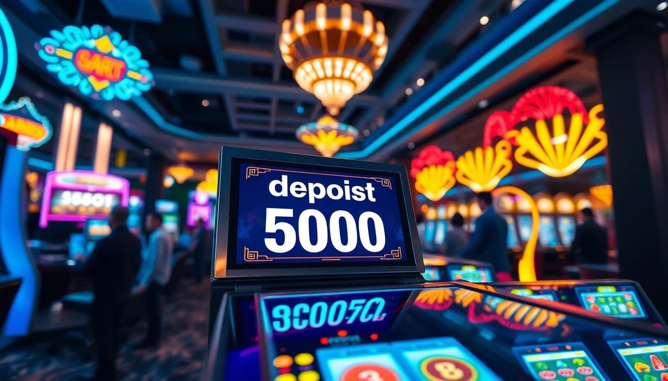 Menangkan permainan kasino dengan Slot deposit 5000 yang muncul mencolok di mesin slot.