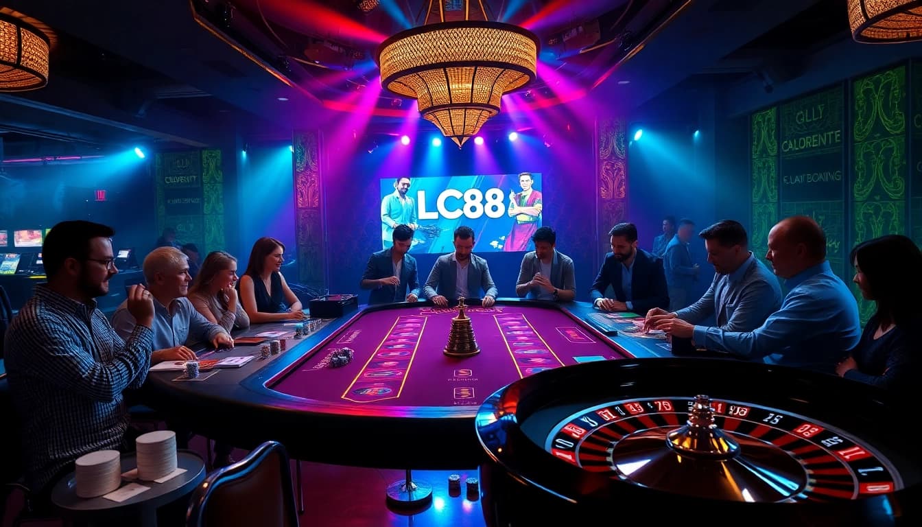 Experience thrilling gameplay at the LC88 casino with vibrant tables and action-packed gaming.