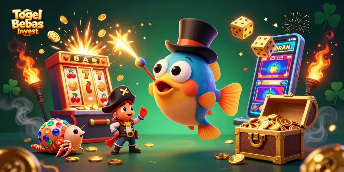 Togel Bebas Invest shows vibrant characters and explosive jackpot elements representing an exciting casino experience.