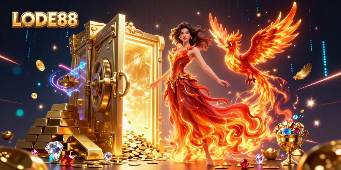 Experience winning with LODE88 in a rich casino scene featuring treasure and dynamic energy.