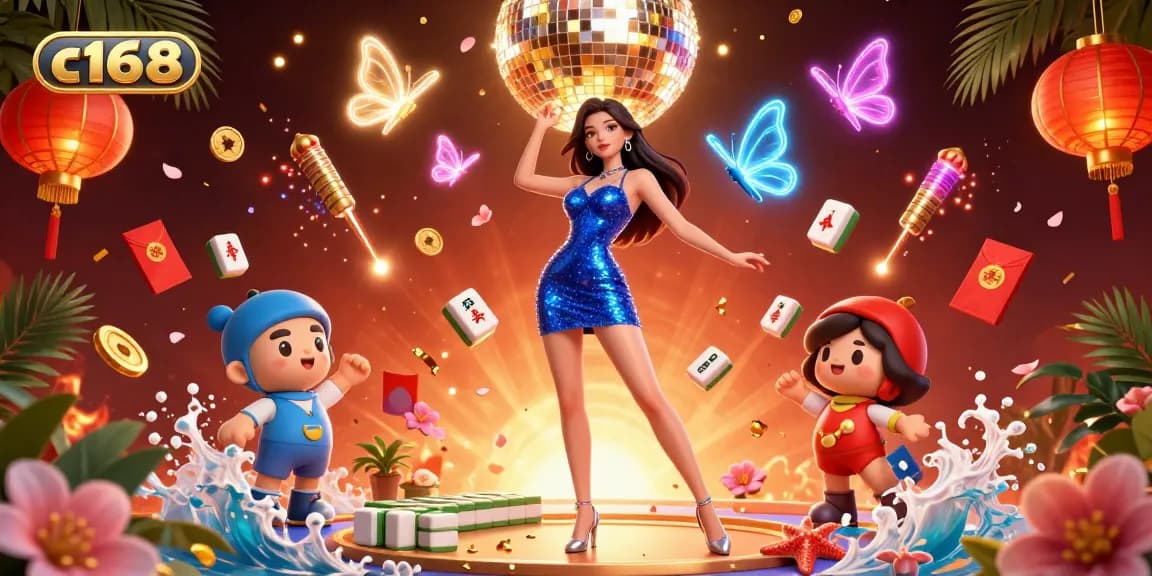 Experience thrilling gameplay at c168 with vibrant casino elements in a dazzling 3D illustration.