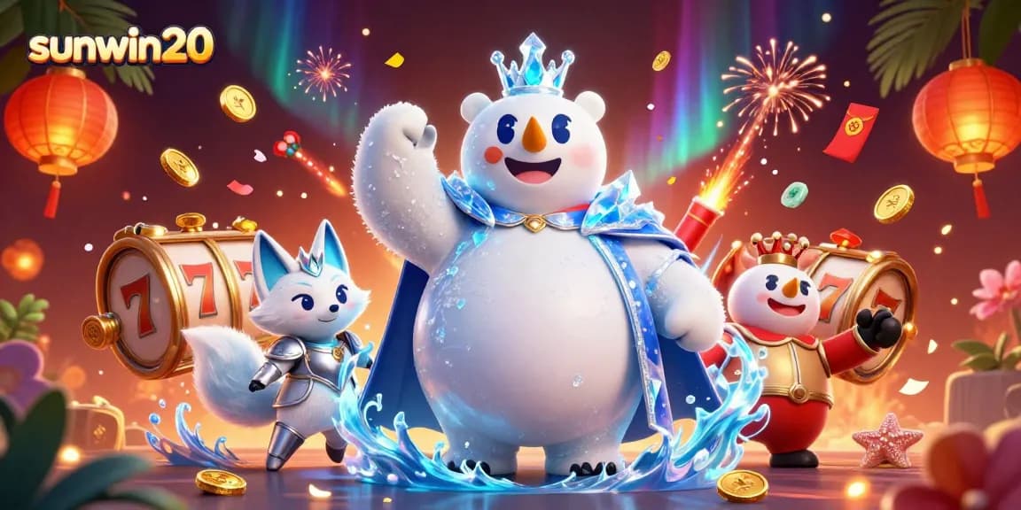 Experience exciting gameplay at sunwin20 with a dynamic scene of slot reels and rich casino elements.