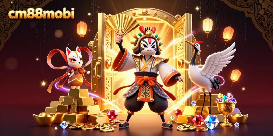 Experience the thrilling world of cm88mobi with vibrant casino characters and treasure elements.