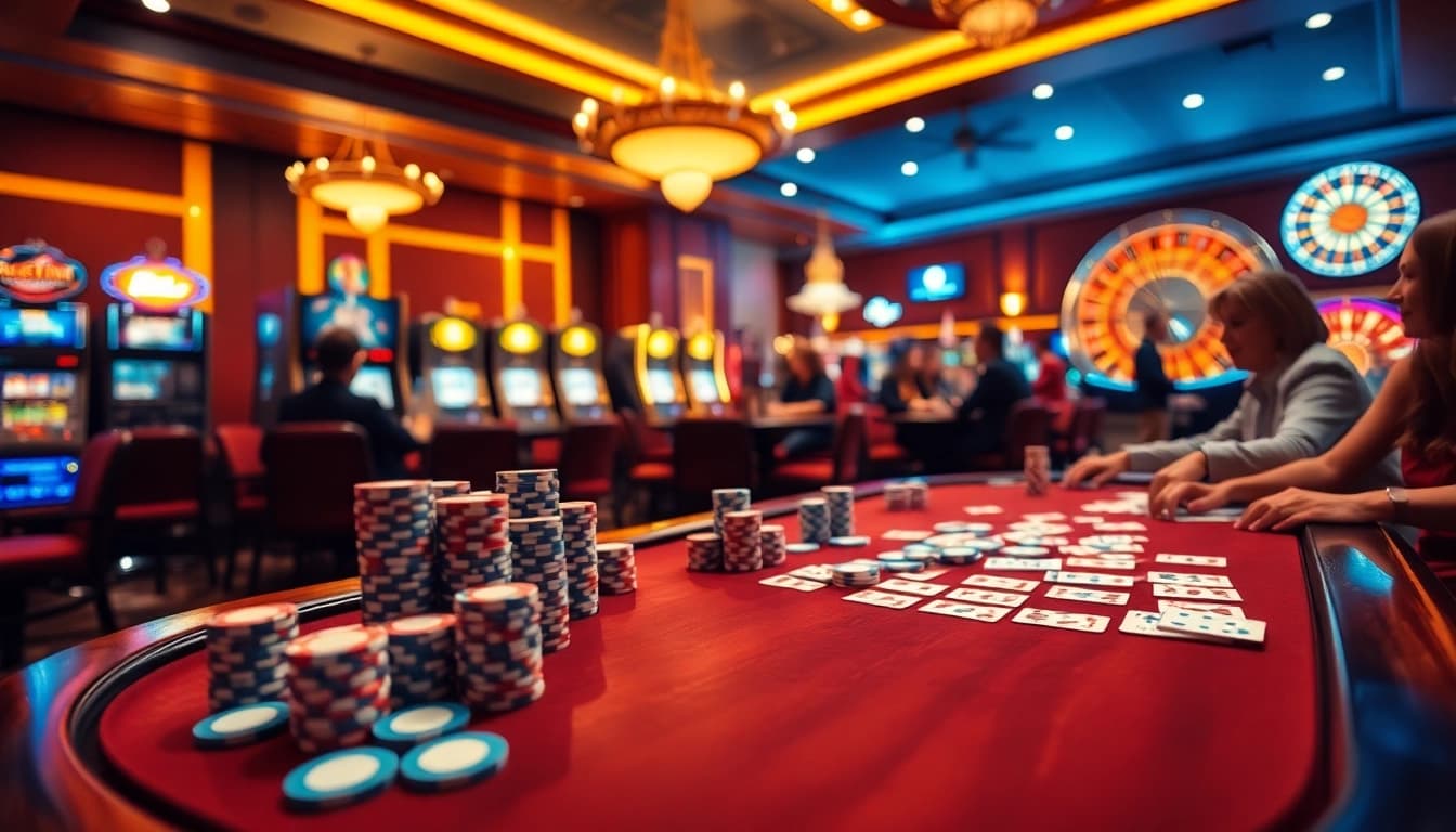 Experience the excitement of home jl55 at a luxurious poker table with vibrant chips and cards.