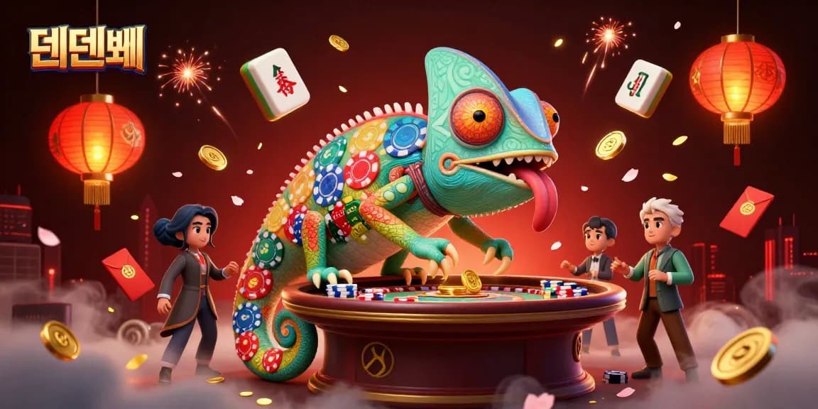 Engage with 텐텐벳 in a vibrant online casino scene filled with dynamic elements and festive decor.
