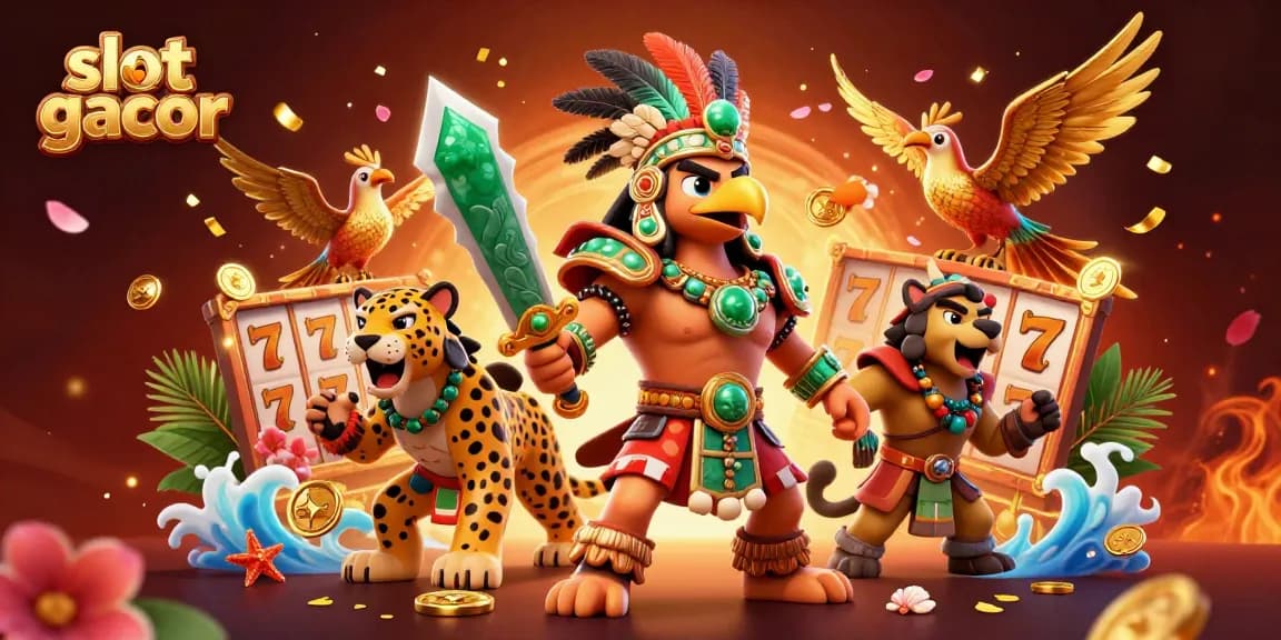 Menangkan slot gacor dengan ilustrasi kasino yang penuh warna dan detail gambar 3D yang menarik.