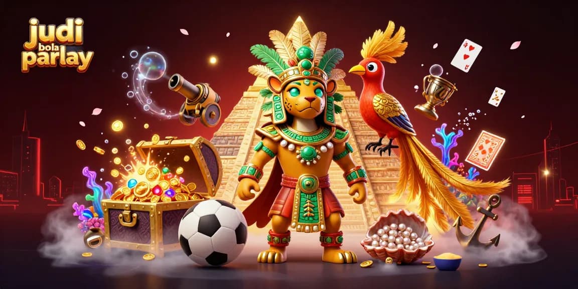 Experience judi bola parlay with immersive betting elements, trophies, and sports themes.