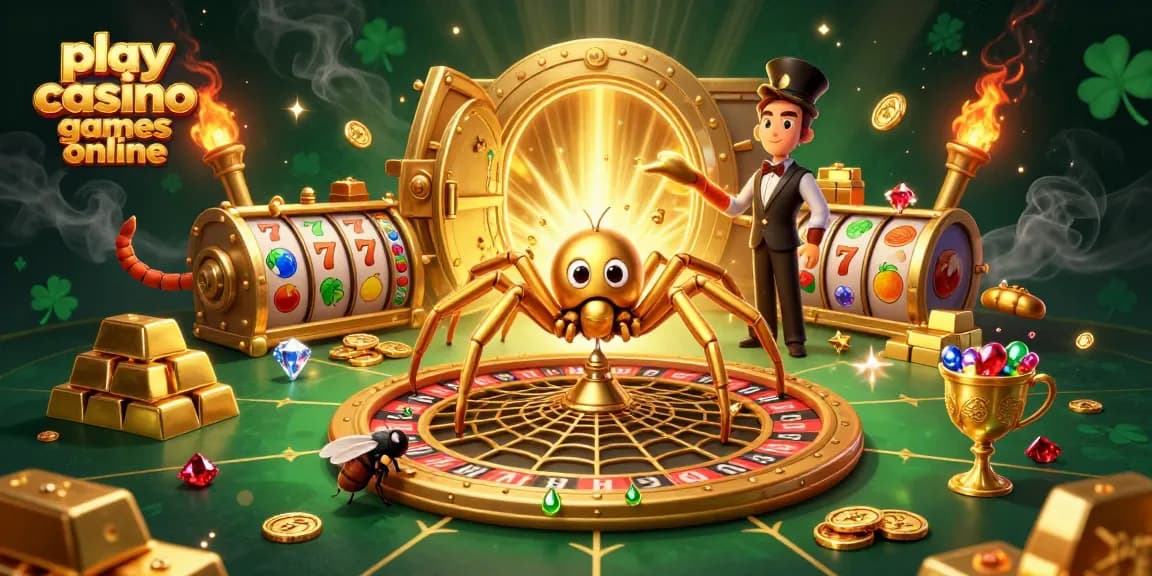 Play casino games online and enjoy a thrilling 3D casino adventure with golden treasures.