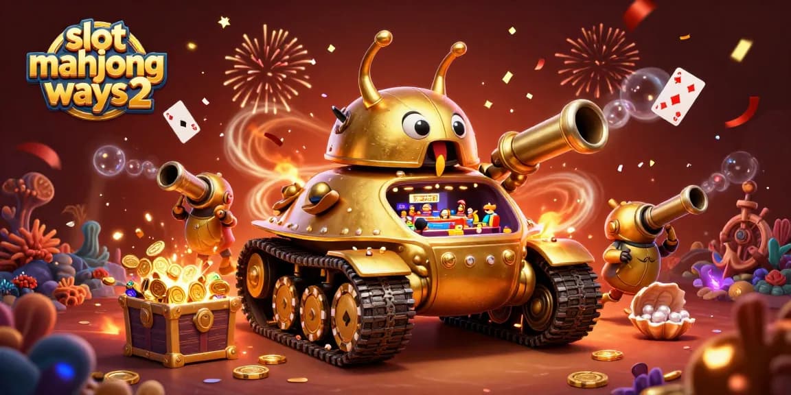 Spin to win with slot mahjong ways 2 in this vibrant 3D casino illustration featuring a unique beetle tank.