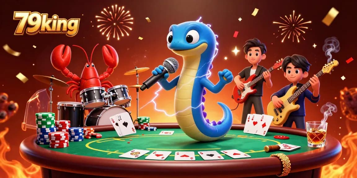 Electrifying performance at an underwater casino stage featuring 79king's vibrant characters and dynamic gaming elements.
