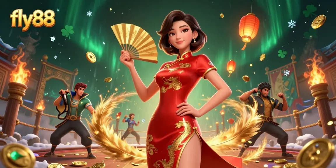 Engage in thrilling action at fly88 with a confident gambler amid a vibrant casino atmosphere.
