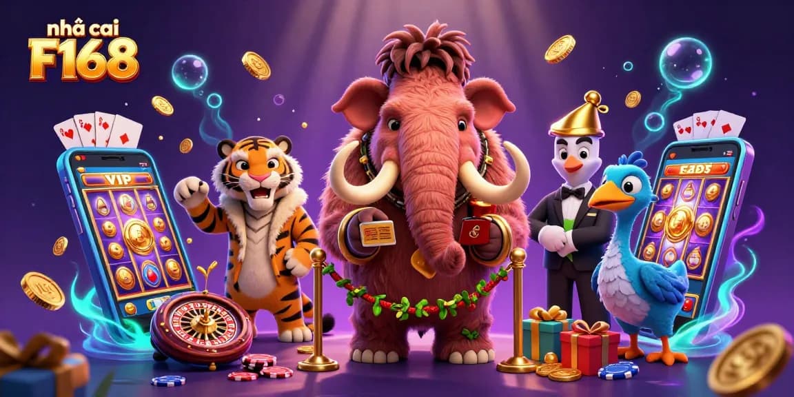 Experience thrilling gameplay at nhà cái F168, featuring vibrant 3D casino characters and dynamic gaming elements.