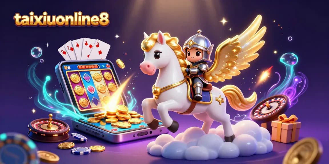 Experience thrills with taixiuonline8 in a colorful gaming environment filled with slot reels, golden coins, and jackpot excitement.