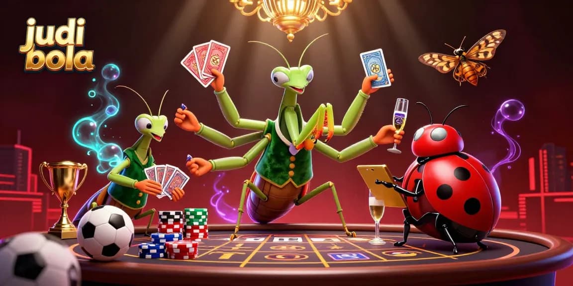 Experience exciting judi bola action with a vibrant scene full of sports elements and animated characters.