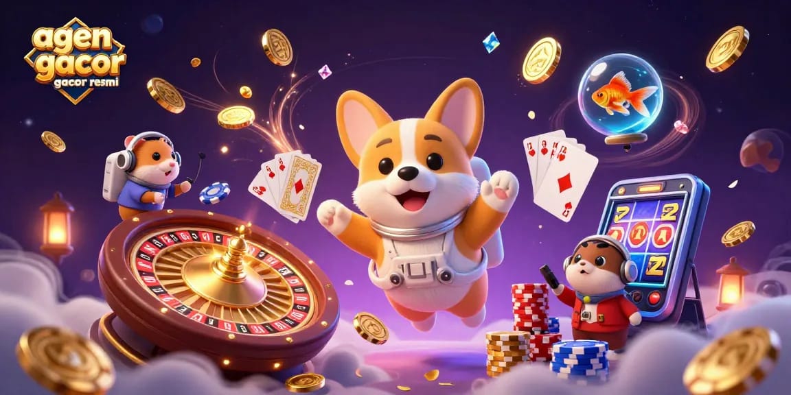 Experience the thrill with agen slot gacor resmi, as colorful characters and cascading coins fill this vibrant casino scene.