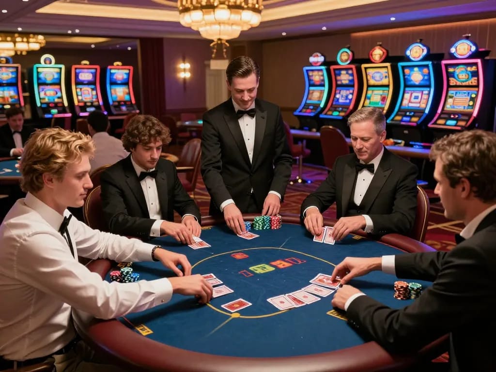 Players enjoy an exciting game at J188 casino tables, capturing the thrill of winning