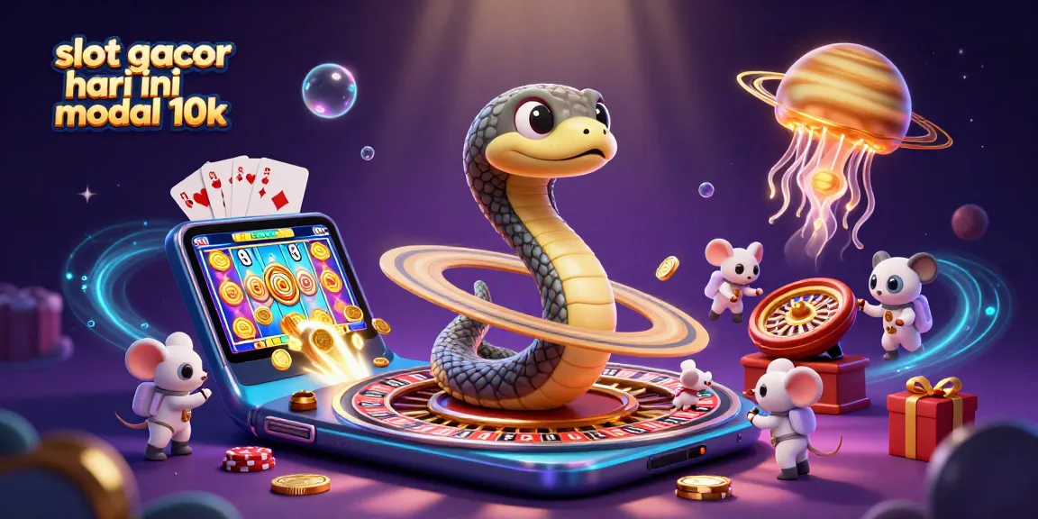 Experience thrilling gameplay with slot gacor hari ini modal 10k as cartoon characters engage in an epic cosmic casino scene.