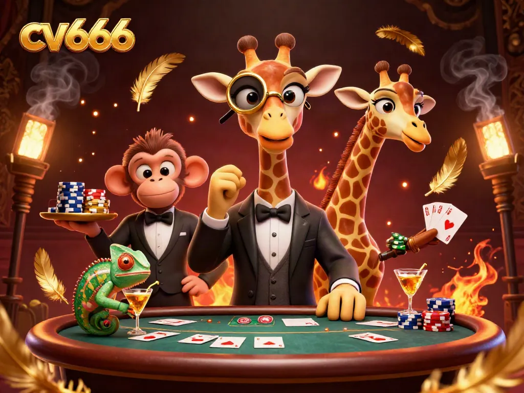 Experience the thrill of cv666 casino gaming with vibrant characters at a dynamic poker table.