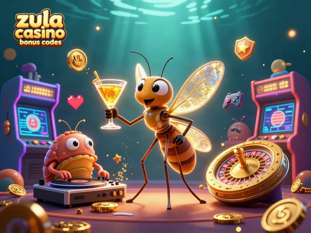 Engage with zula casino bonus codes while enjoying a vibrant, colorful casino-themed scene.
