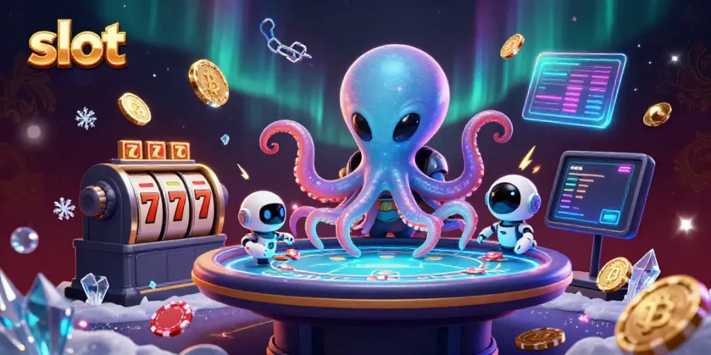 Menggandakan kesenangan dalam mesin slot dengan alien kartun dan robot di ruang angkasa.