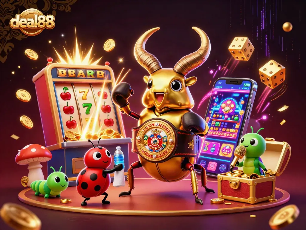Engage in gaming excitement with deal88 as a giant golden stag beetle battles and jackpots explode.