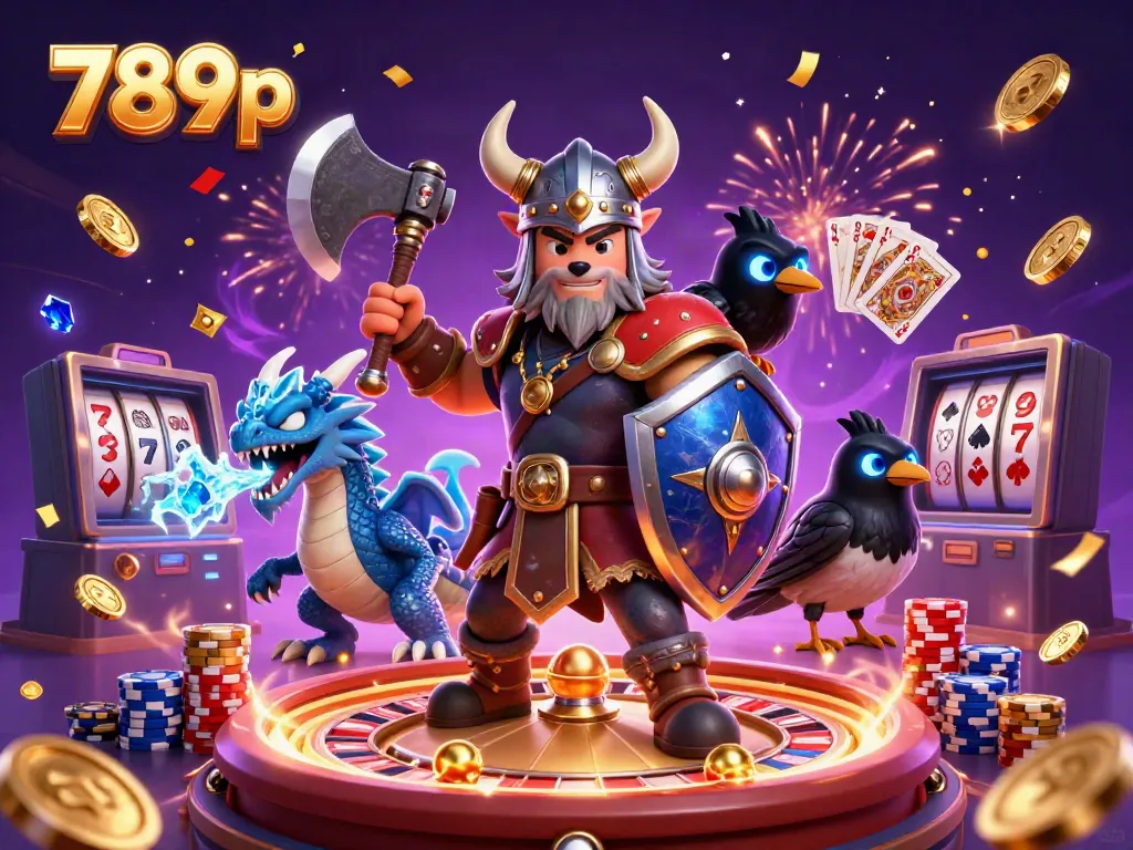 Engage in thrilling gameplay with 789p's 3D casino scene featuring Viking warriors, treasures, and action-packed elements.