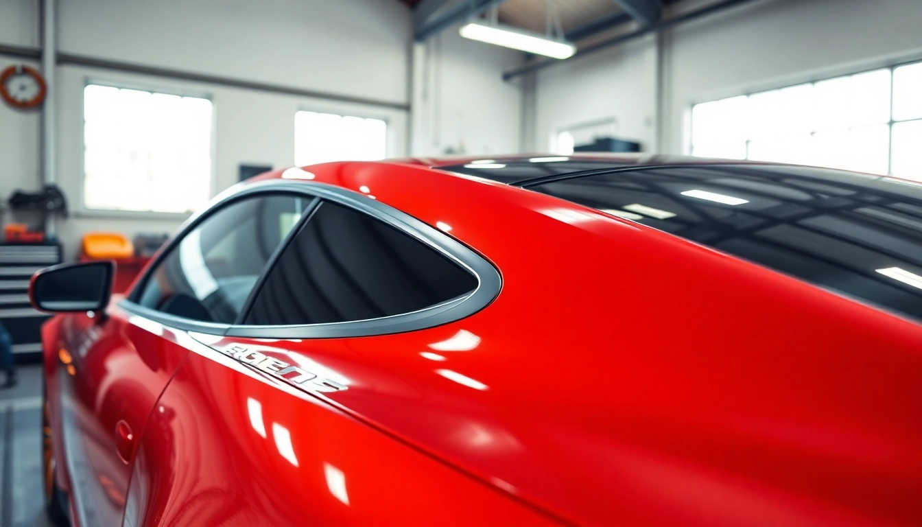 Applying high-quality PPF Chattanooga to protect a sleek car's finish.