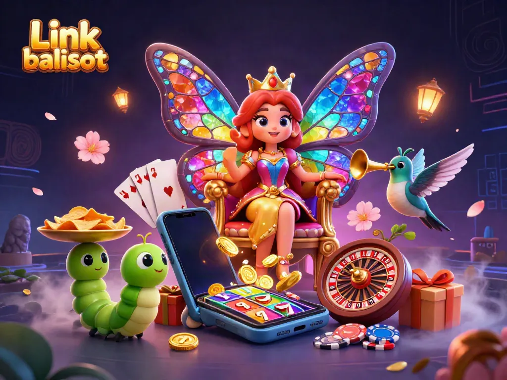 Explore thrilling gameplay with Link balislot as the butterfly queen presides over an exciting casino scene.