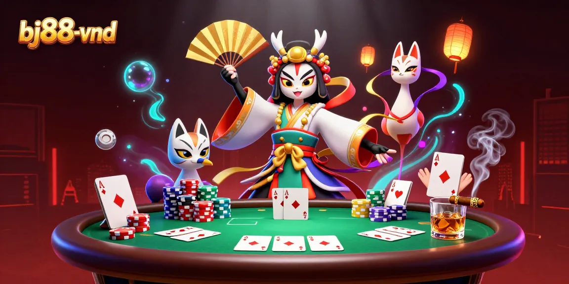 Experience thrilling card action at bj88-vnd with our dynamic poker scene featuring vibrant characters and gaming elements.