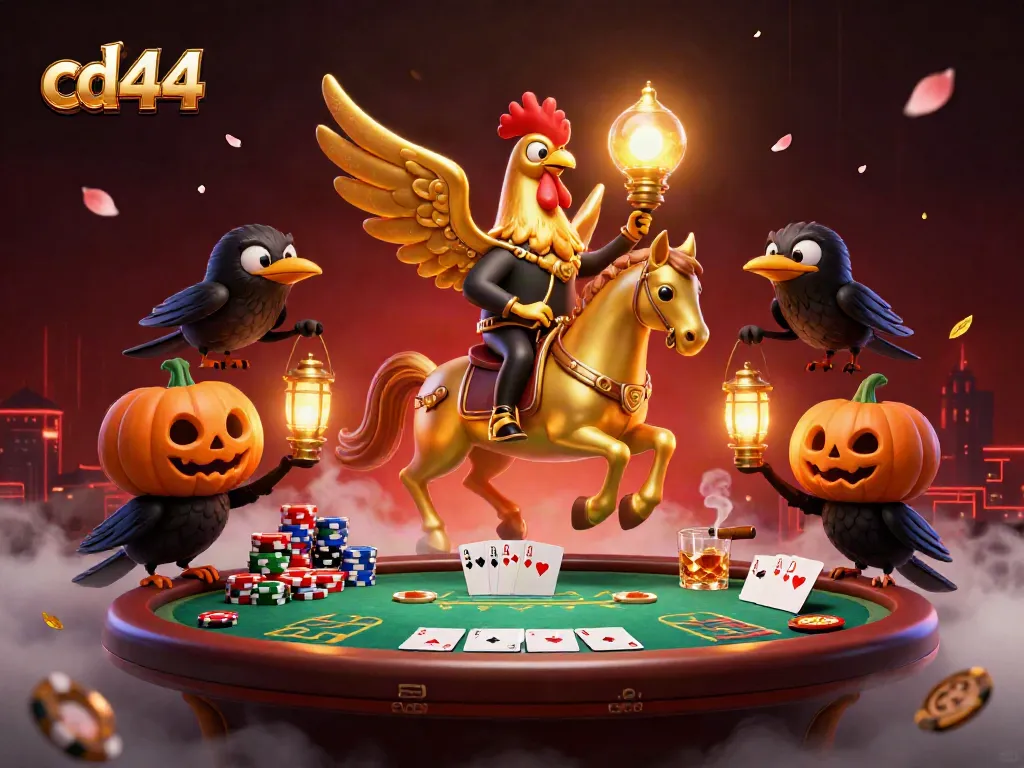 Players enjoy vibrant casino action with cd44-themed golden rooster and poker elements