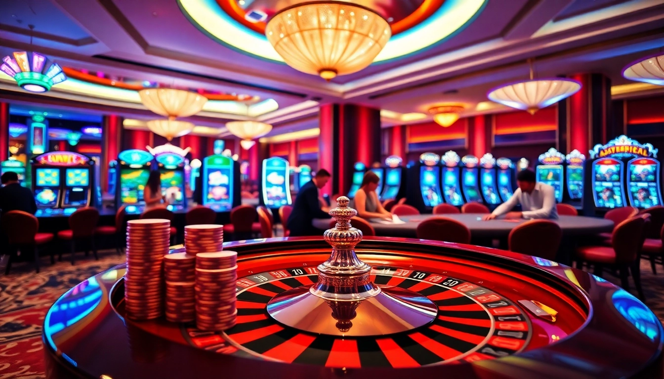 Enjoying a thrilling game vvjl experience amidst vibrant casino tables and players.