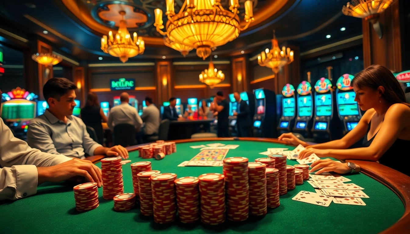 Trải nghiệm trận poker với cược cao cùng ứng dụng betvip tại bàn casino sang trọng.