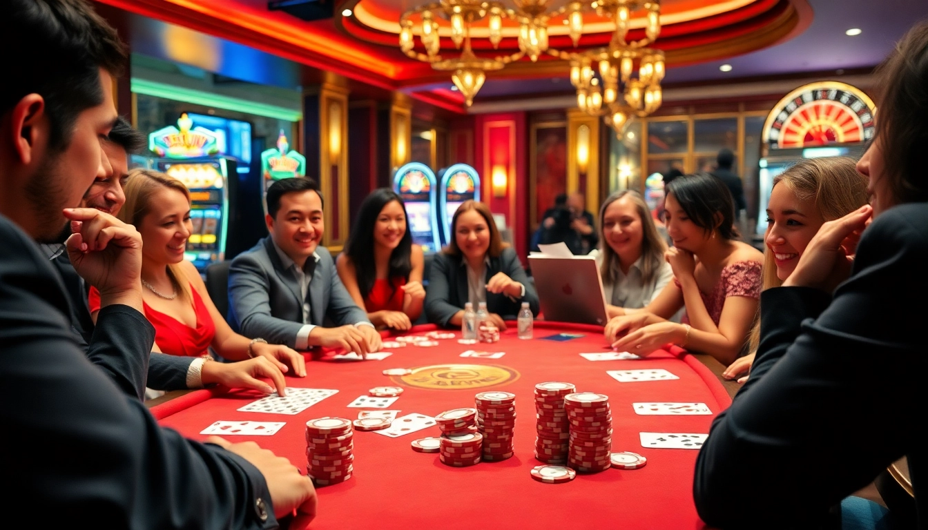 Play poker at 555win casino with vibrant chips and cards on a luxurious table.