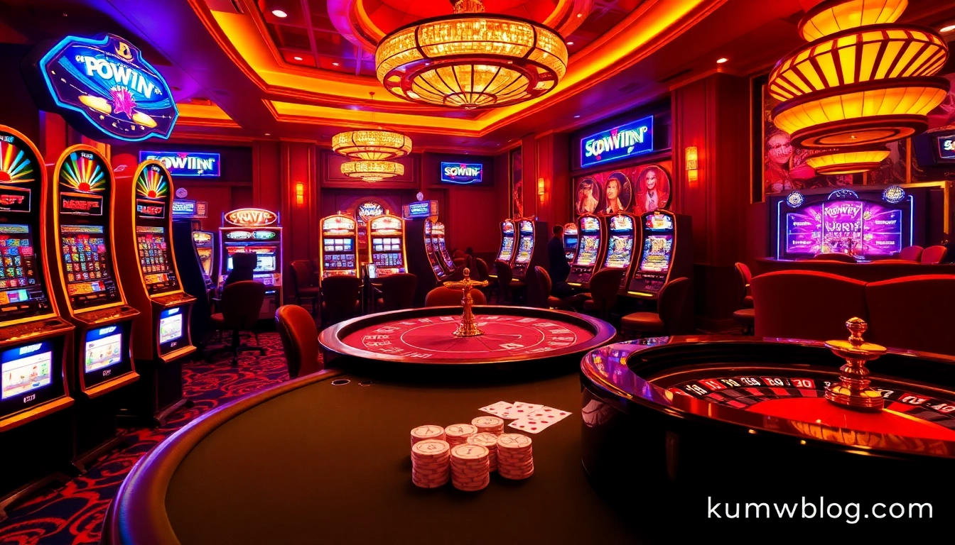 Engage in thrilling casino games at https://kuwinblog.com/ with vibrant poker tables and slot machines.