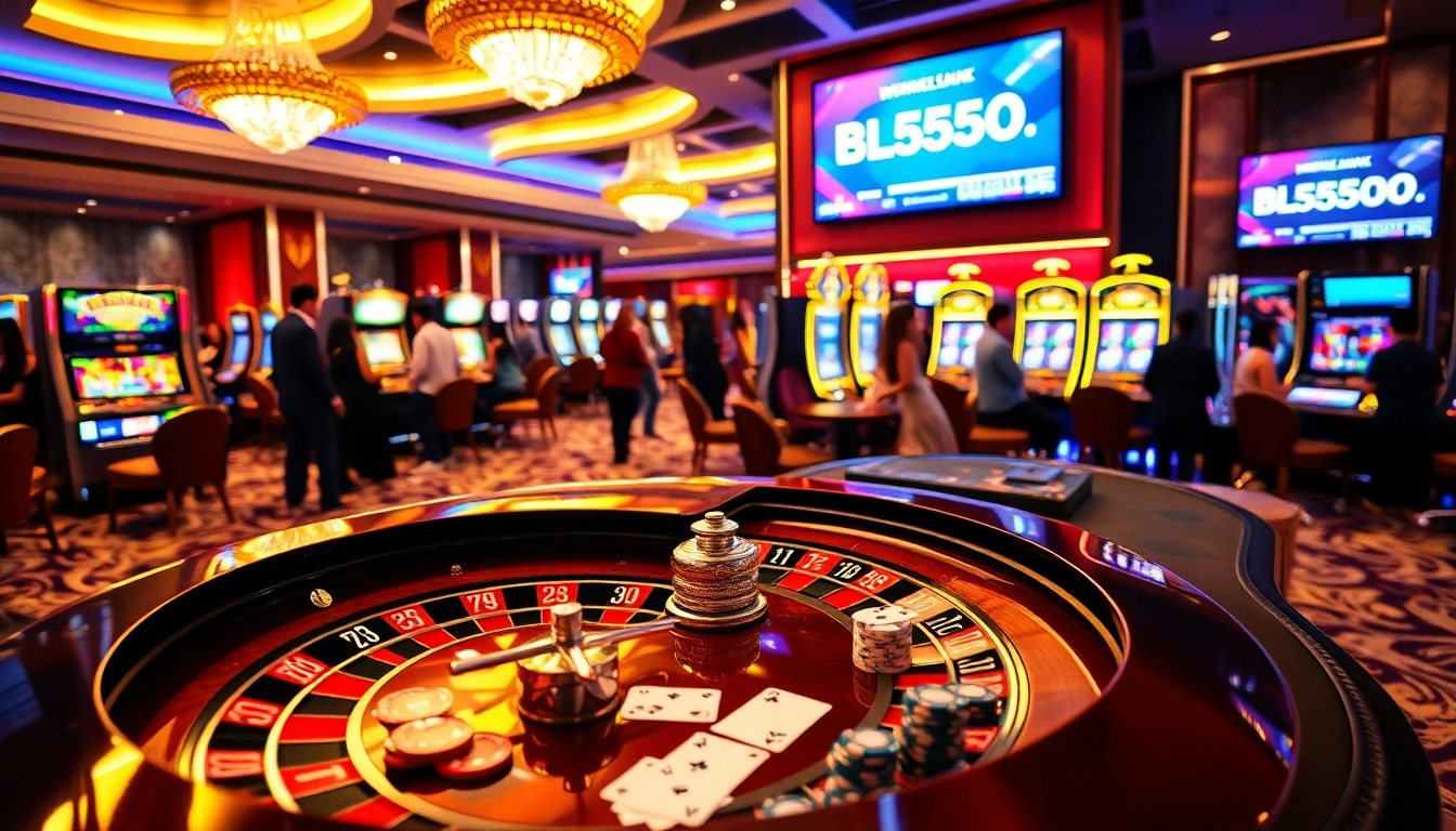 Exciting gambling scene featuring a roulette wheel and table games at https://bl555.link/ for immersive online experiences.
