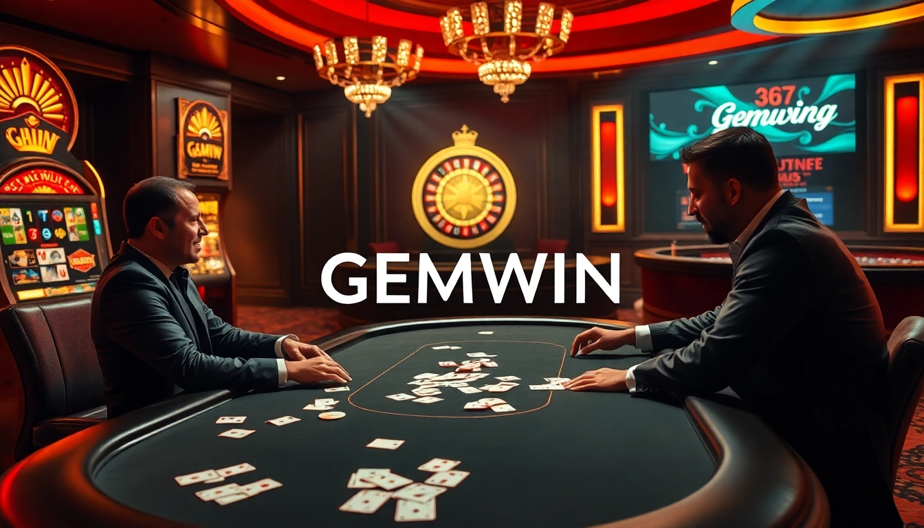 Enjoying an exciting hand at GEMWIN's poker table in a luxurious casino setting.